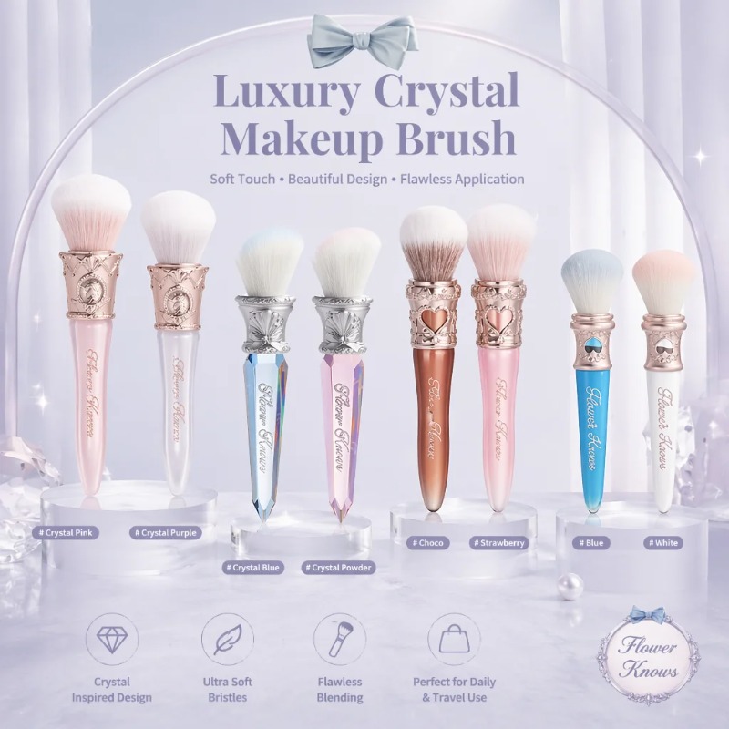 Luxury Skincare And Makeup Brands - Lüks Kristal Çiçek Desenli Allık Fırçası