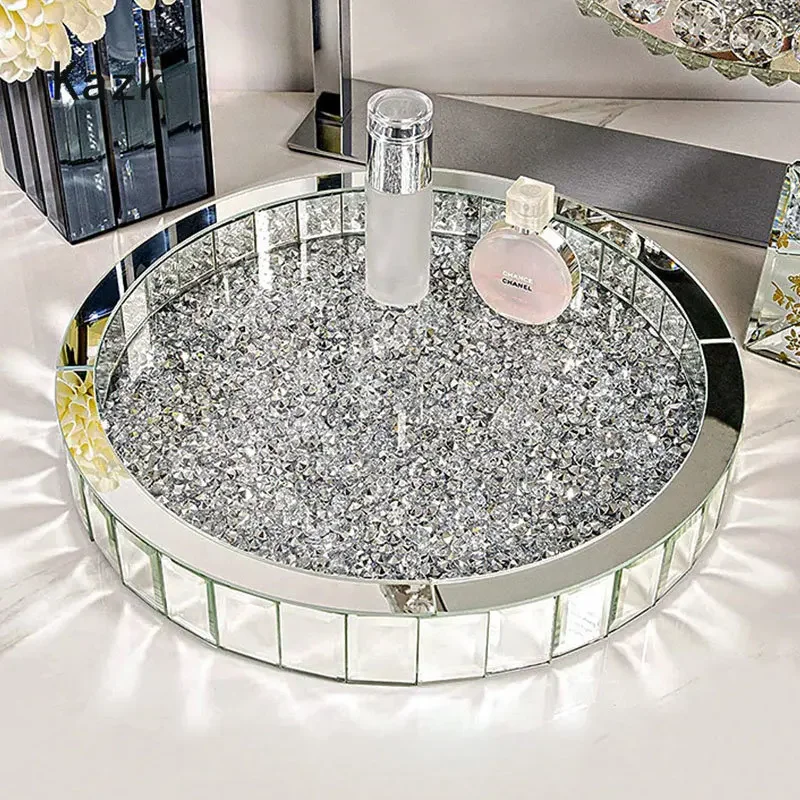 Luxury Skincare Aesthetic - Lüks Elmas Kakma Cam Depolama Tepsileri